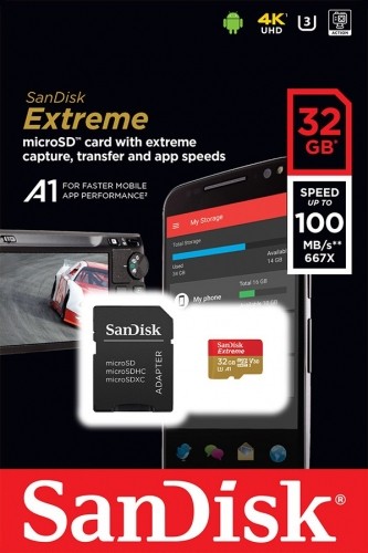 SanDisk карта памяти microSDHC 32GB Extreme V30 A1 + адаптер image 1