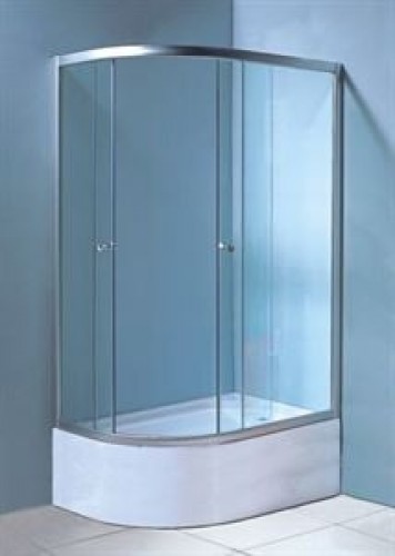 Dušas stūris Gotland Eko 120x80x195 cm, pelēks stikls, dziļais (40cm) paliktnis, satīna krāsas profils, bez sifona,labais izpildījums image 1