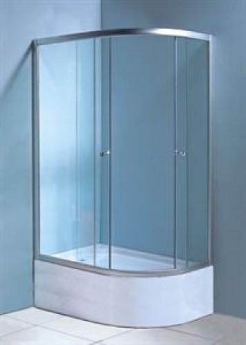 Dušas stūris Gotland Eko 120x80x195 cm, pelēks stikls , dziļais (40cm) paliktnis, satīna krāsas profils, bez sifona,kreisais izpildījums image 1