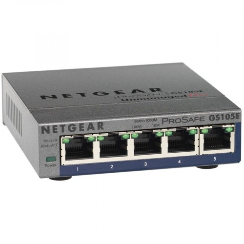 Switch NETGEAR GS105E, 5x 10/100/1000 Prosafe PLUS Switch (management via PC utility), VLAN, QOS, metal casing, External Power Adapter image 1
