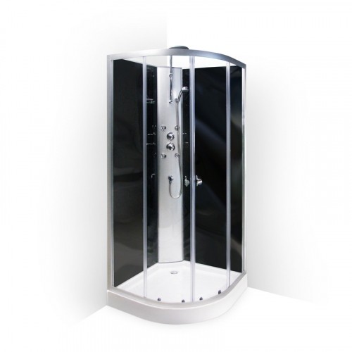 Masāžas dušas kabīne GOTLAND 90*90*195cm , melnā aizmugure, caurspīdīgie stikli, zemais paliktnis, bez jumta image 1