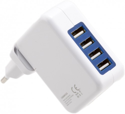 Omega USB зарядное устройство 4xUSB EU + кабель, белый (42672) image 1