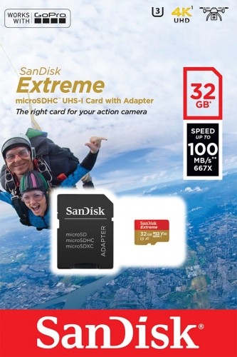 SanDisk карта памяти microSDHC 32GB Action Extreme A1 + адаптер image 1