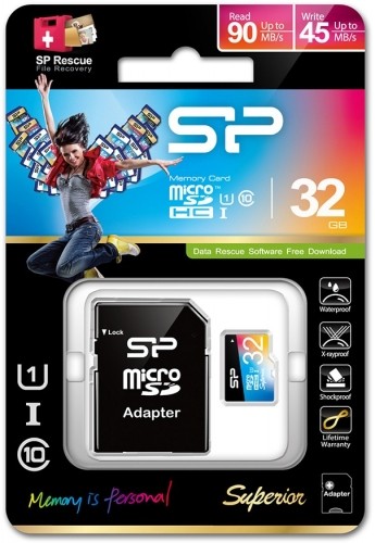 Silicon Power atmiņas karte microSDHC 32GB Superior UHS-I U1 + adapteris image 1