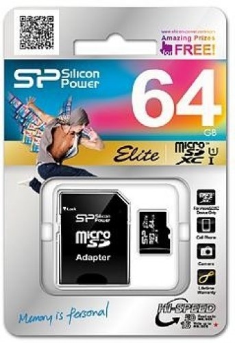 Silicon Power atmiņas karte microSDXC 64GB Elite + adapteris image 1