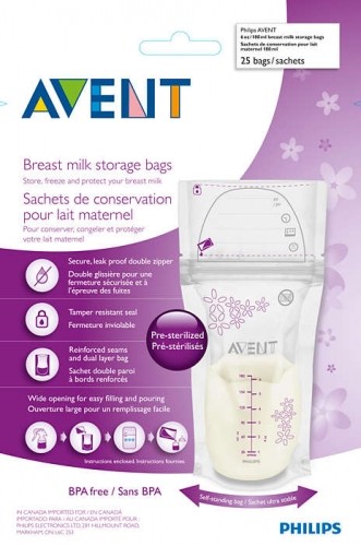 Philips Avent piena uzglabāšanas maisiņi 180ml/25 gab. - SCF603/25 image 1
