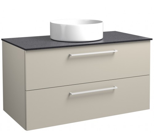 Basin unit with washbasin Raguvos Baldai JOY 91 CM taupe/black moon, white/white 1261363132 image 1