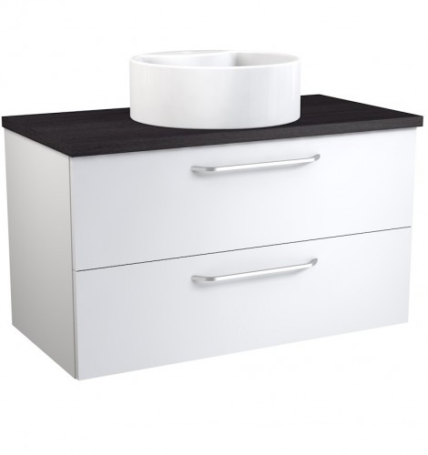 Raguvos Baldai LUNA 91 CM glossy white/black oak 1831361101 Basin unit with washbasin RONDO image 1