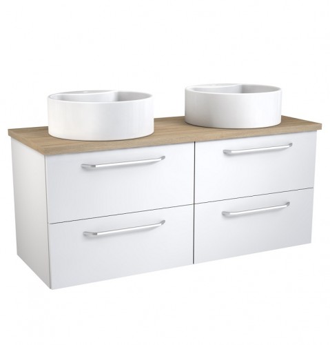 Raguvos Baldai LUNA 121 CM glossy white/grey oak 1831381110 Basin unit with 2 washbasins RONDO image 1