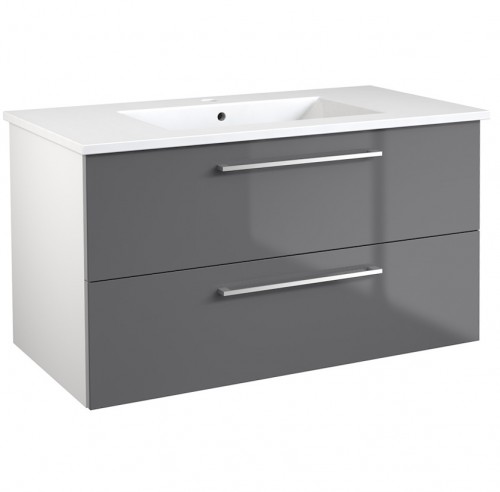 Basin unit with washbasin Raguvos Baldai ALLEGRO 91.5 CM glossy grey/white 11113607 image 1