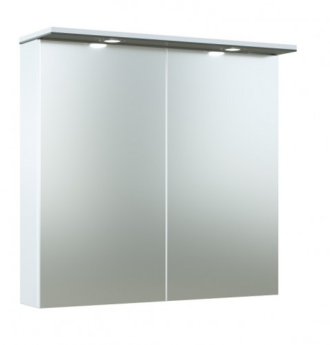 Шкафчик с зеркальными дверцами и LED подсветкой Raguvos Baldai ALLEGRO 76 CM glossy grey/white 1104407 image 1