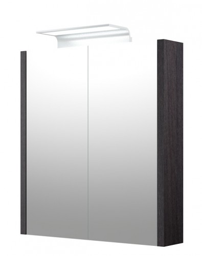 MIRROR CABINET WITH ALUMINIUM LED ILLUMINATOR Raguvos Baldai SERENA 60 CM black oak 1405301 image 1