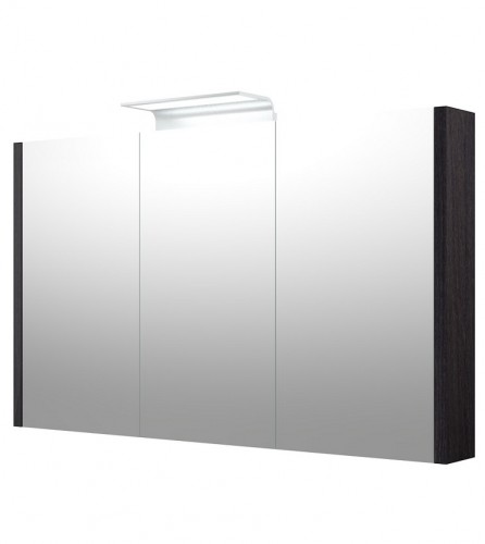 Шкафчик с зеркальными дверцами и ALUMINIUM LED подсветкой Baldai SERENA 110 CM black oak 1405801 image 1