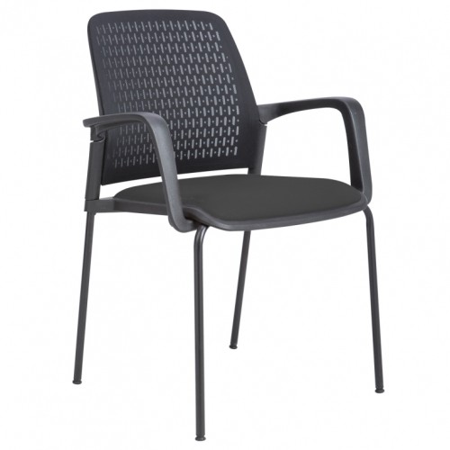 Apmeklētāja krēsls FUSION 60x55xH84,5cm, sēdvieta: audums, muguras daļa: tīklveida audums, krāsa: melna, rāmis: melns image 1