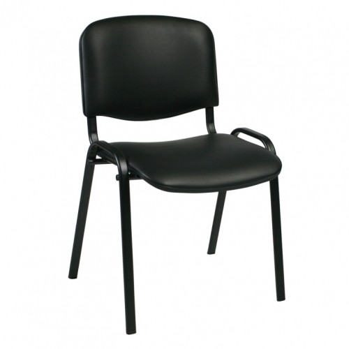 Klienta krēsls ISO 54,5xD42,5xH82/47cm, sēdvieta: ādas imitācija, krāsa: melns, rāmis: melns image 1