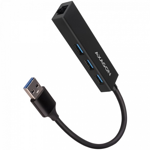 AXAGON HMA-GL3A 3x USB-A + GLAN, USB3.2 Gen 1 hub, metal, 20cm USB-A cable image 1