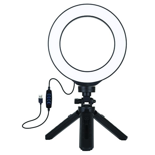 Extradigital LED ring lamp 16cm with pocket tripod mount 12-14.5cm, USB image 1