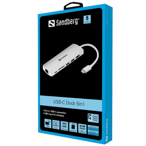 Sandberg USB Type-C Dock 5 in 1 image 1