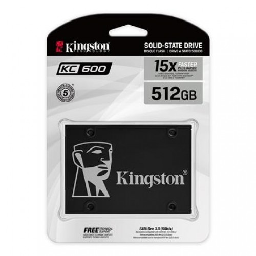 Kingston KC600 512 GB, SSD form factor 2.5", SSD interface SATA3, Write speed 520 MB/s, Read speed 550 MB/s image 1