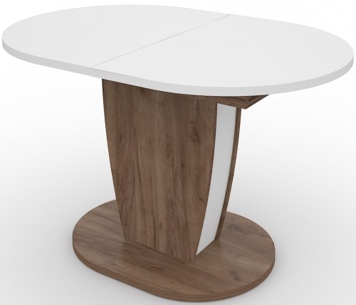 Dining Table SOLO (1200-1600x800x755) WHITE / OAK TOBACCO image 1