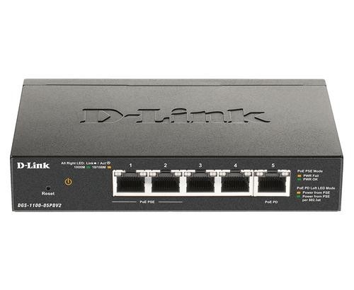 D-Link DGS-1100-05PDV2 network switch Managed Gigabit Ethernet (10/100/1000) Power over Ethernet (PoE) Black image 1