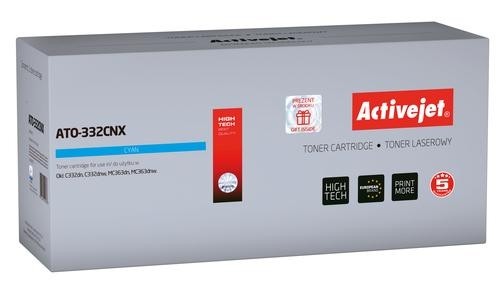 Activejet ATO-332CNX toner replacement OKI 46508711; Compatible; page yield: 3000 pages; Printing colours: Cyan. 5 years warranty image 1