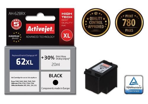 Activejet AH-62BRX black ink for Hewlett Packard 62XL C2P05AE refurbished image 1