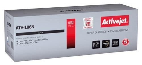 Activejet ATH-106N laser toner cartridge for HP printer (HP 106A W1106A compatible, new) image 1