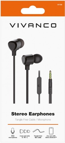 Vivanco headset Stereo Earphones, black (61738) image 1