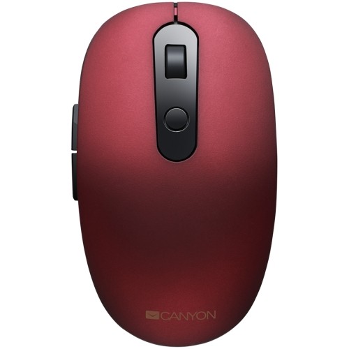 CANYON MW-9 2 in 1 Wireless optical mouse with 6 buttons, DPI 800/1000/1200/1500, 2 mode(BT/ 2.4GHz), Battery AA*1pcs, Red, silent switch for right/left keys, 65.4*112.25*32.3mm, 0.092kg image 1