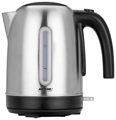 MPM MCZ-102M electric kettle 1.7 L 2200 W Black, Stainless steel image 1