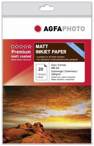 AgfaPhoto fotopapīrs A4 Premium Double Matt 220g 20 lapas image 1