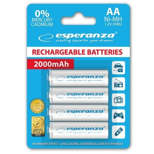 Esperanza EZA104W PRECHARGED HR6 2000MAH ALWAYS READY БЛИСТЕРНАЯ УПАКОВКА 4ШТ. image 1