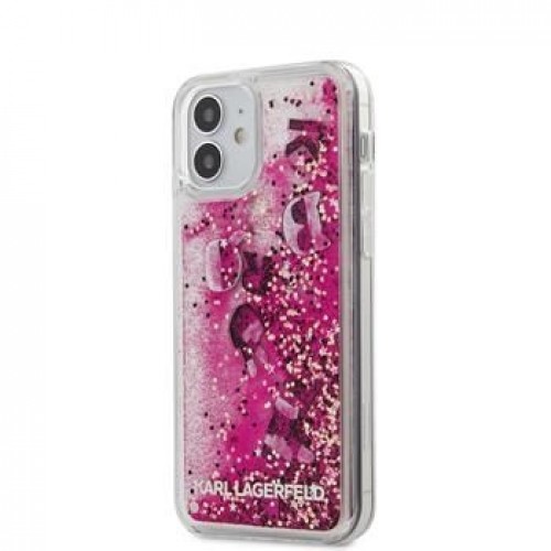 Karl Lagerfeld  iPhone 12 5.4'' Liquid Glitter Charms Cover Pink image 1
