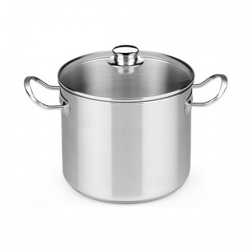 Pot with Glass Lid BRA A343936 10,5 L Steel Stainless steel Stainless steel 18/10 image 1