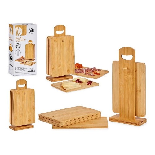 Set Cutting board With support Brown Bamboo (6 Pieces) (21 x 14 x 0,8 cm) image 1