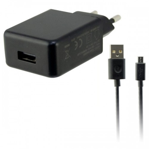 Зарядное для розетки + Кабель микро-USB KSIX USB 2A Чёрный image 1