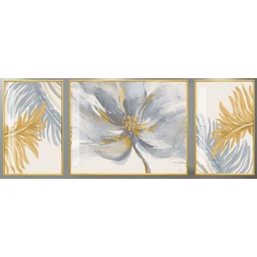 Картина DKD Home Decor Алюминий Цветы Деревянный MDF (3 pcs) (240 x 3 x 80 cm) image 1