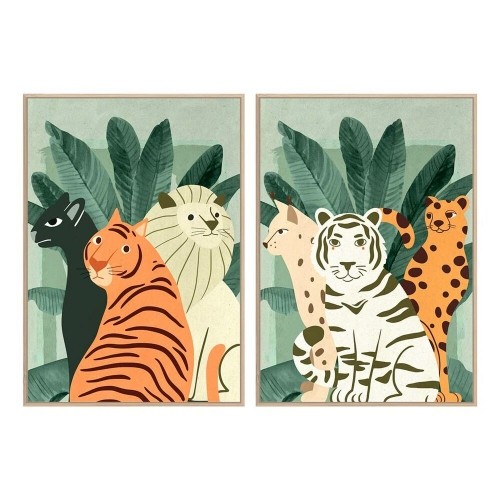 Painting DKD Home Decor 83 x 4,5 x 123 cm Tropical animals (2 Units) image 1