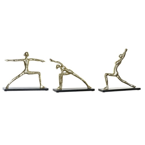 Dekoratīvās figūriņas DKD Home Decor Alumīnijs Koks MDF Yoga (3 pcs) (33 x 10 x 35 cm) (35 x 10 x 33 cm) (33 x 10 x 28 cm) image 1