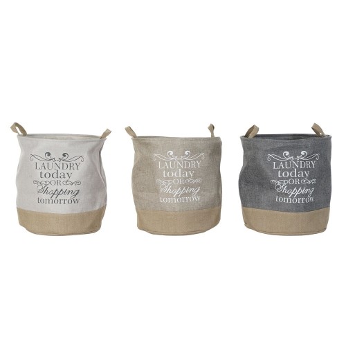 Basket DKD Home Decor Beige Grey Light brown 39 x 39 x 41 cm Polyester (3 Units) (3 Pieces) image 1