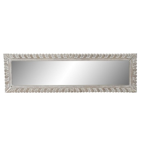 Wall mirror DKD Home Decor 8424001849895 White Natural Crystal Mango wood MDF Wood Indian Man Stripped 178 x 6 x 52 cm image 1