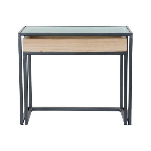 Вспомогательный стол DKD Home Decor Металл Стеклянный (2 pcs) image 1