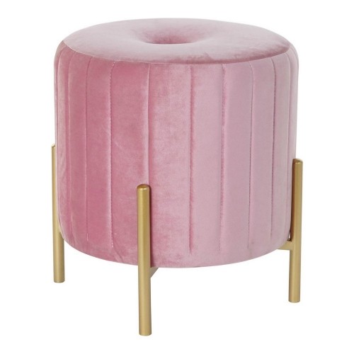 Footrest DKD Home Decor 8424001829828 44 x 44 x 46 cm Pink Golden Metal Velvet image 1