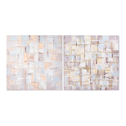 Glezna DKD Home Decor Squares Canvas Abstrakts (2 pcs) (100 x 3 x 100 cm) image 1