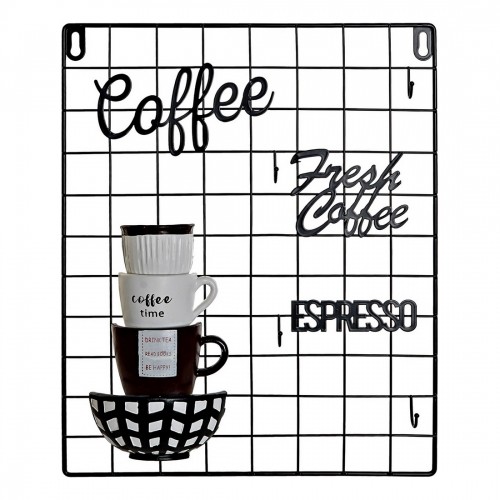Настенный декор DKD Home Decor Coffee Белый Чёрный Металл Смола (30 x 4 x 38 cm) image 1