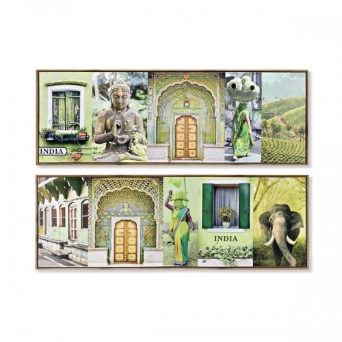 Painting DKD Home Decor 120 x 2,3 x 40 cm Canvas Green polystyrene (2 Units) image 1
