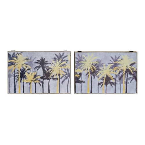 Cover DKD Home Decor 8424001698615 Counter Palms Black Golden Wood MDF Wood 2 Units 46,5 x 6 x 31 cm image 1