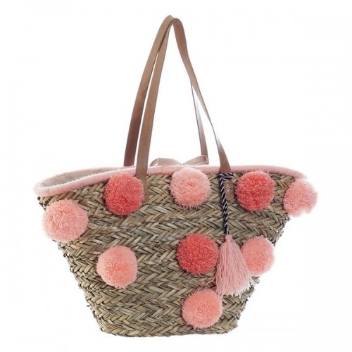 Bag DKD Home Decor Pink Coral Pompoms image 1
