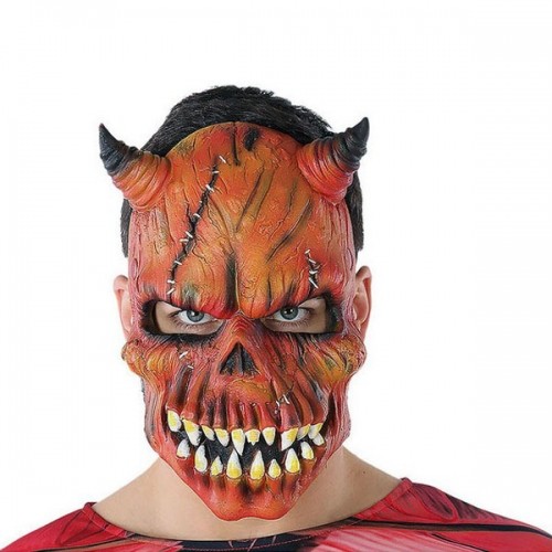 Bigbuy Carnival Maska Halloween Dēmons vīrietis Skelets Sarkans (21 X 25 cm) image 1